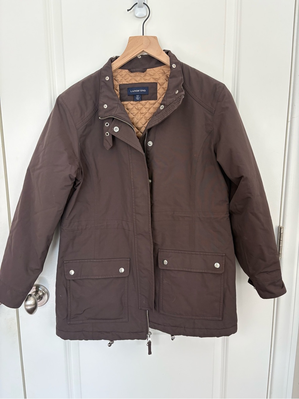 Lands' End Brown Quilted-Lined Utility Jacket
